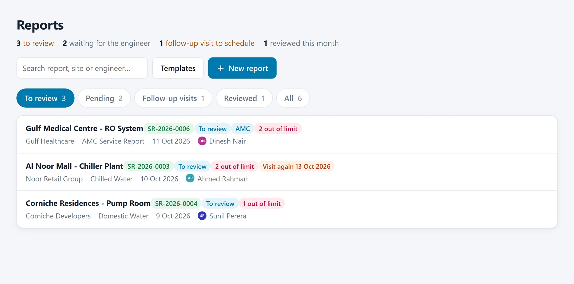 Reports to review